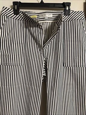 Trina Turk Black & White Striped wide leg capri  Pants